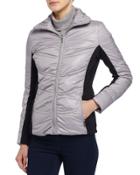 Mixed-media Puffer Jacket W/rib Trim,