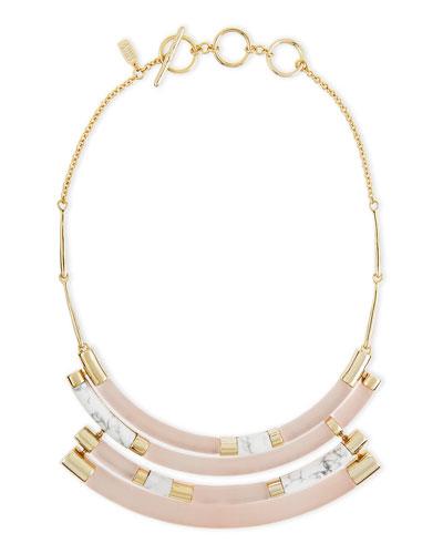 Colorblock Crescent Howlite Bib Necklace,