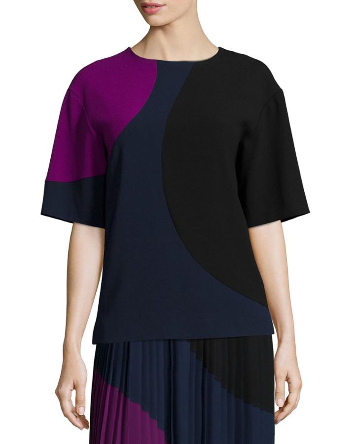 Short-sleeve Colorblock Crop