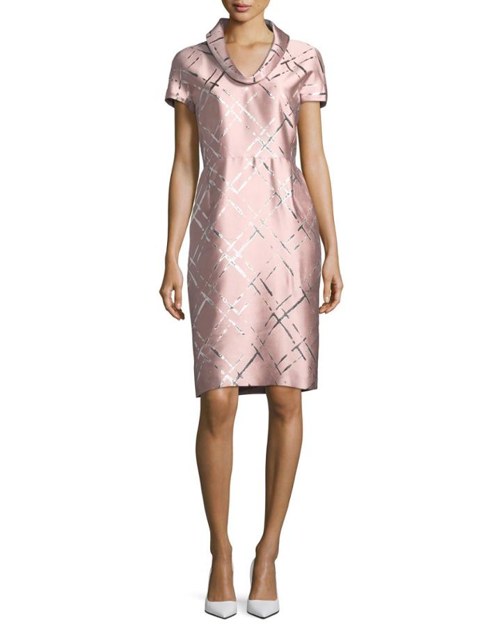 Broken Plaid Jacquard Roll-neck Dress
