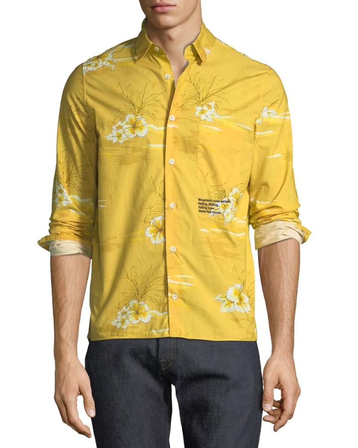 Men's Floral-print Long-sleeve