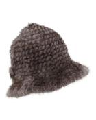 Mink Fur Structured Bucket Hat