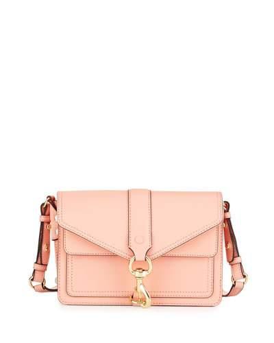 Hudson Moto Mini Leather Crossbody Bag, Dark Peach