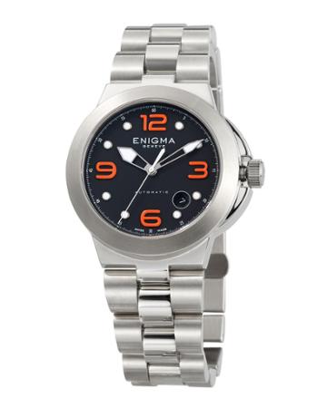 Automatic Watch W/ Bracelet Strap, Black/orange