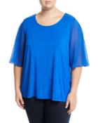 Button-shoulder Flutter-sleeve Blouse,