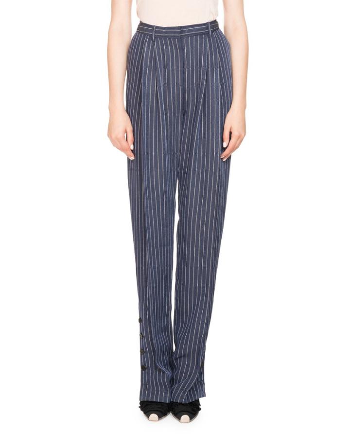Lidig High-waist Pinstripe 2-pleat Straight-leg Trousers