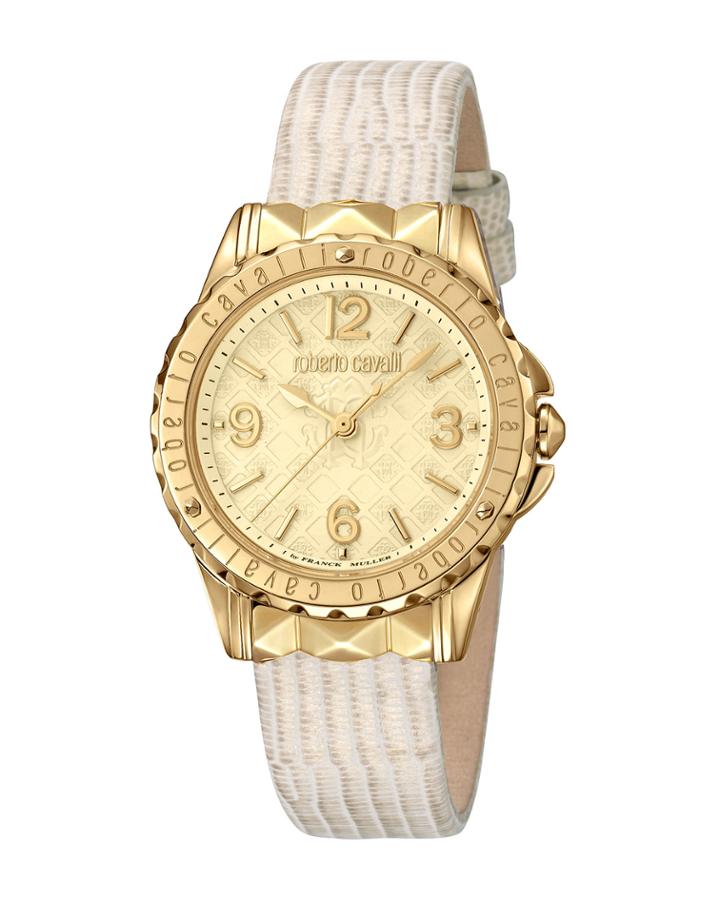 34mm Pyramid-lug Watch W/ Logo Dial, Gold