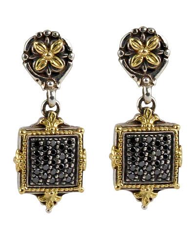 Asteri Pave Square Diamond Square Double-drop Earrings