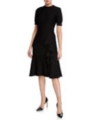 Belva Stretch Knit Crewneck Short-sleeve A-line Dress