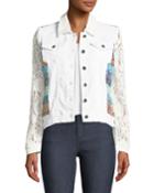 Temptation Lace-sleeve Denim Jacket,
