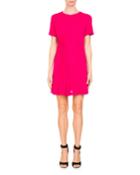 Jewel-neck Short-sleeve Crepe Dress