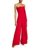 Strapless Asymmetric Drape Wide-leg Jumpsuit