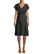Tessa Striped Ruffle Godet
