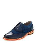 Wanstead Leather & Suede Brogue, Blue