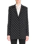 Pearly Lily-print Two-button Jacket, Black