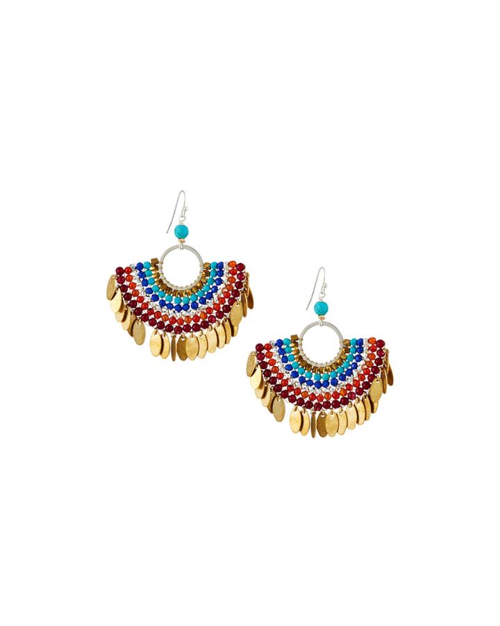 Bead Layered Half-circle Earrings