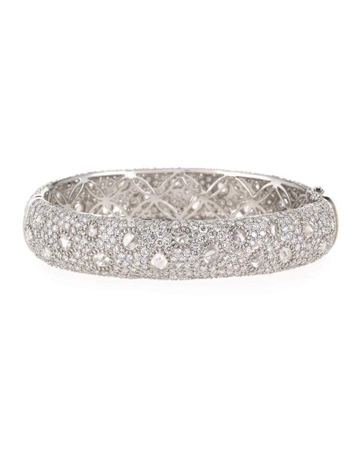 18k White Gold Diamond Pave Bangle,