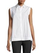 Dotted Sleeveless Blouse, White/black