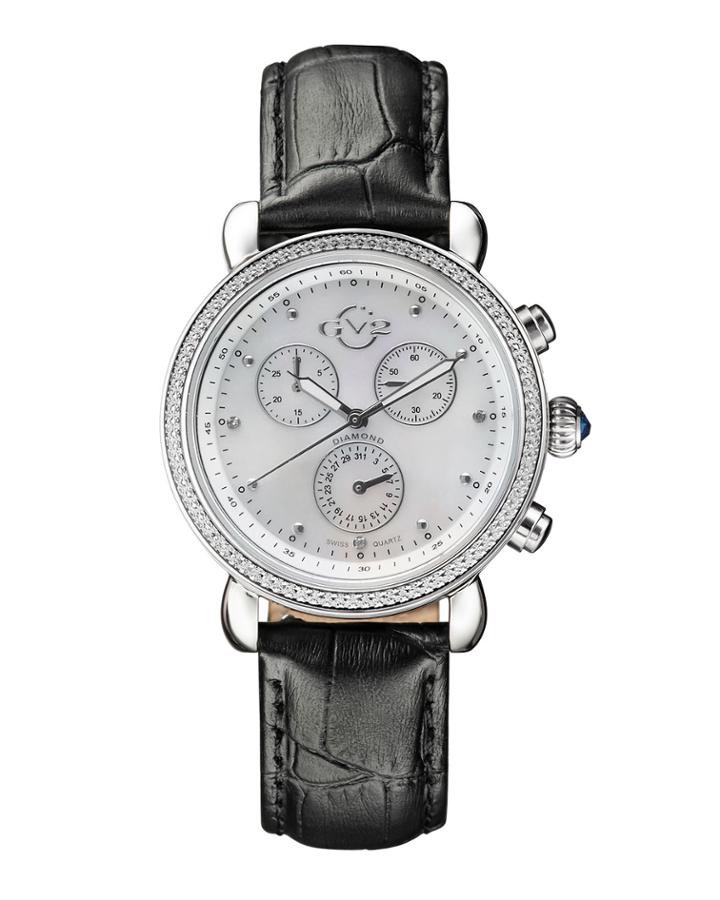 Swiss Quartz Chronograph Marsala Black Diamond Leather
