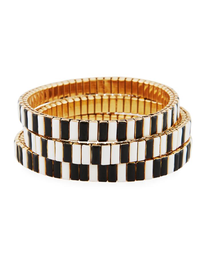 Watch Out Stretch Bracelet, Black/white