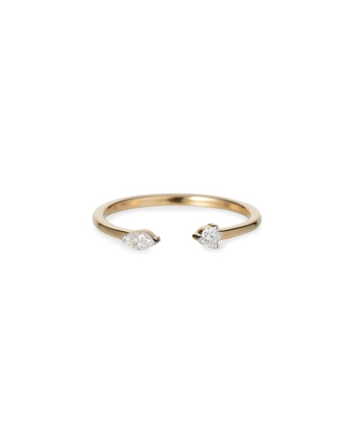 14k Diamond Marquise And Round Ring,