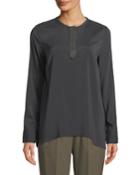 Stretch Silk Monili Necktie Blouse