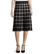 Jacquard A-line Midi Skirt, Black/ivory