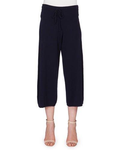 Cashmere Jogger Pants W/silk Trim, Navy
