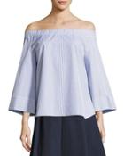 Corvara Striped Off-the-shoulder Cotton Blouse