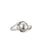 14k Gray Tahitian Pearl & Diamond Ring,