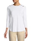 3/4-sleeve Grommet-shoulder Tee