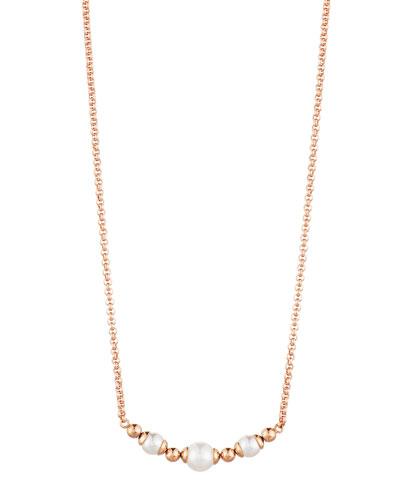 Allison Pearl & Ball Bead Necklace, Rose Golden/white