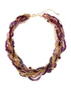 Torsade Beaded Necklace, Purple