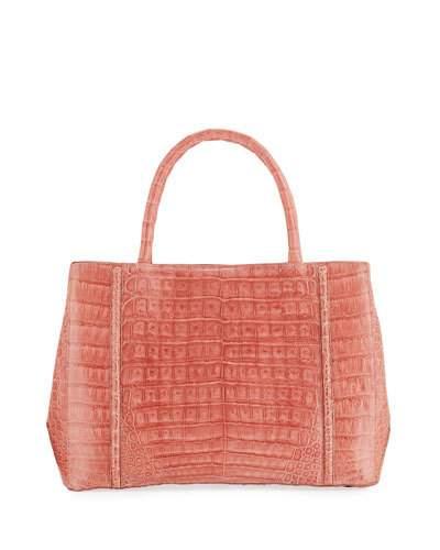 Small Sectional Crocodile Tote Bag, Pink W6