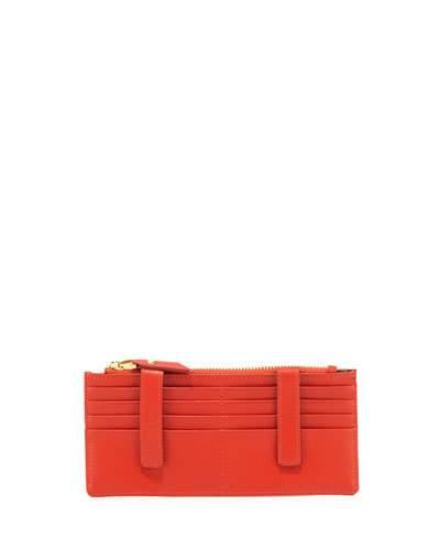 Slim Leather Organizer Wallet, Orange