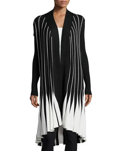 Piano-key Long-sleeve Duster, Black