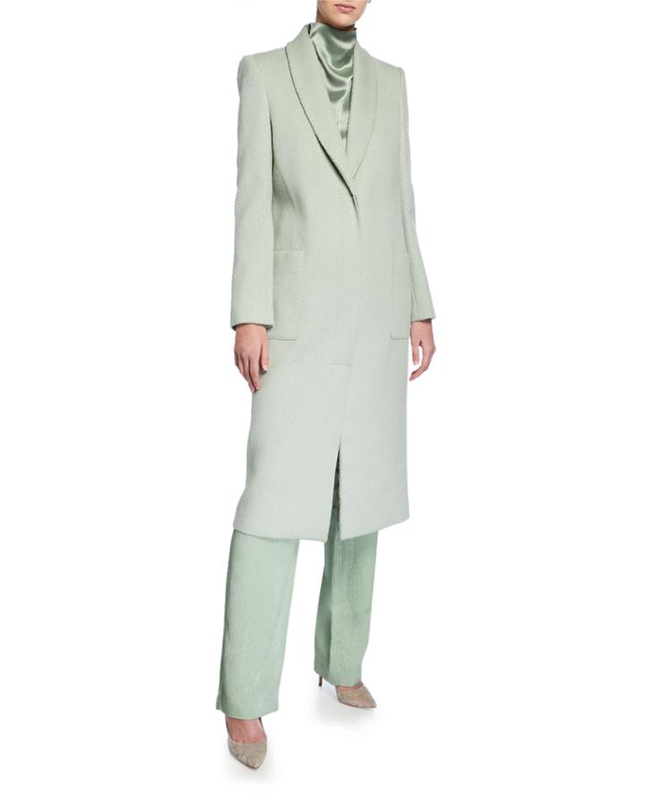 Snake-print Wool Tailored Coat
