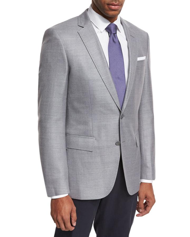 Mini-check Wool Sport Coat, Gray