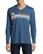 Logo-striped Long-sleeve Tee, Blue