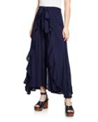 Layered Ruffle Tie-front Pants