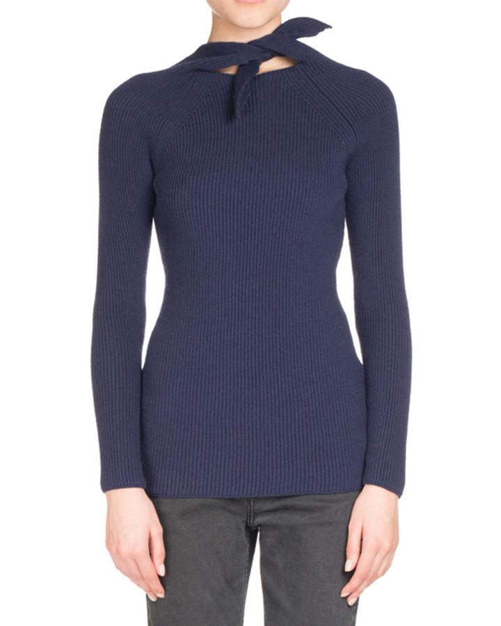 Ribbed Knit Scarf-tie