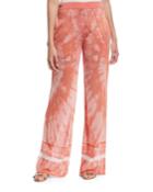 Tie-dye Textured Semisheer Wide-leg Pants