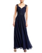 Long Chiffon Beaded Gown