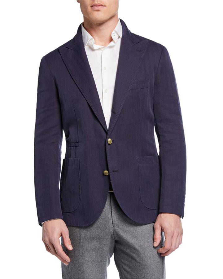 Men's Cotton-blend Deconstructed Blazer