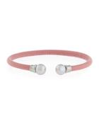 Nautical Pink Leather Pearl Bangle Bracelet