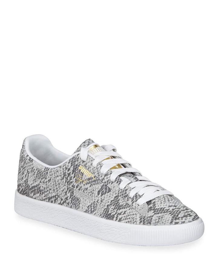 Clyde Snake-print Leather Lace-up