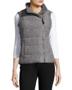 Asymmetric-zip Puffer Vest, Overcast/heather