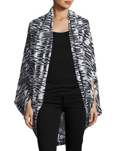 Gauzy Graphic-print Wrap Jacket, Black