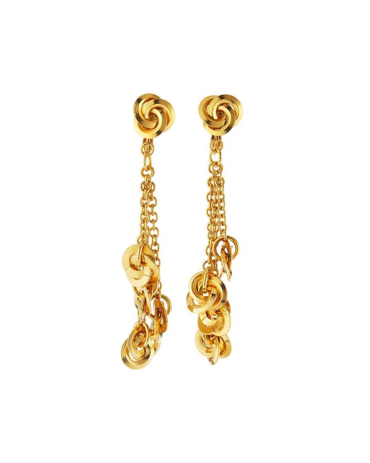 Knots On Drop Chain Clip-on Earrings