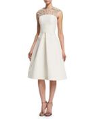 Beaded-yoke Cocktail Dress, Ivory